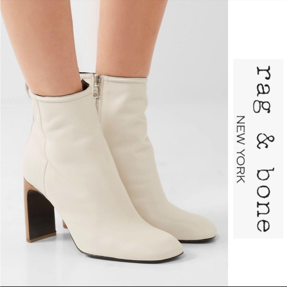 NWT rag & bone Ellis Boot Ivory Italian Lamb Leather Size 7 or Size 8 Retail$595